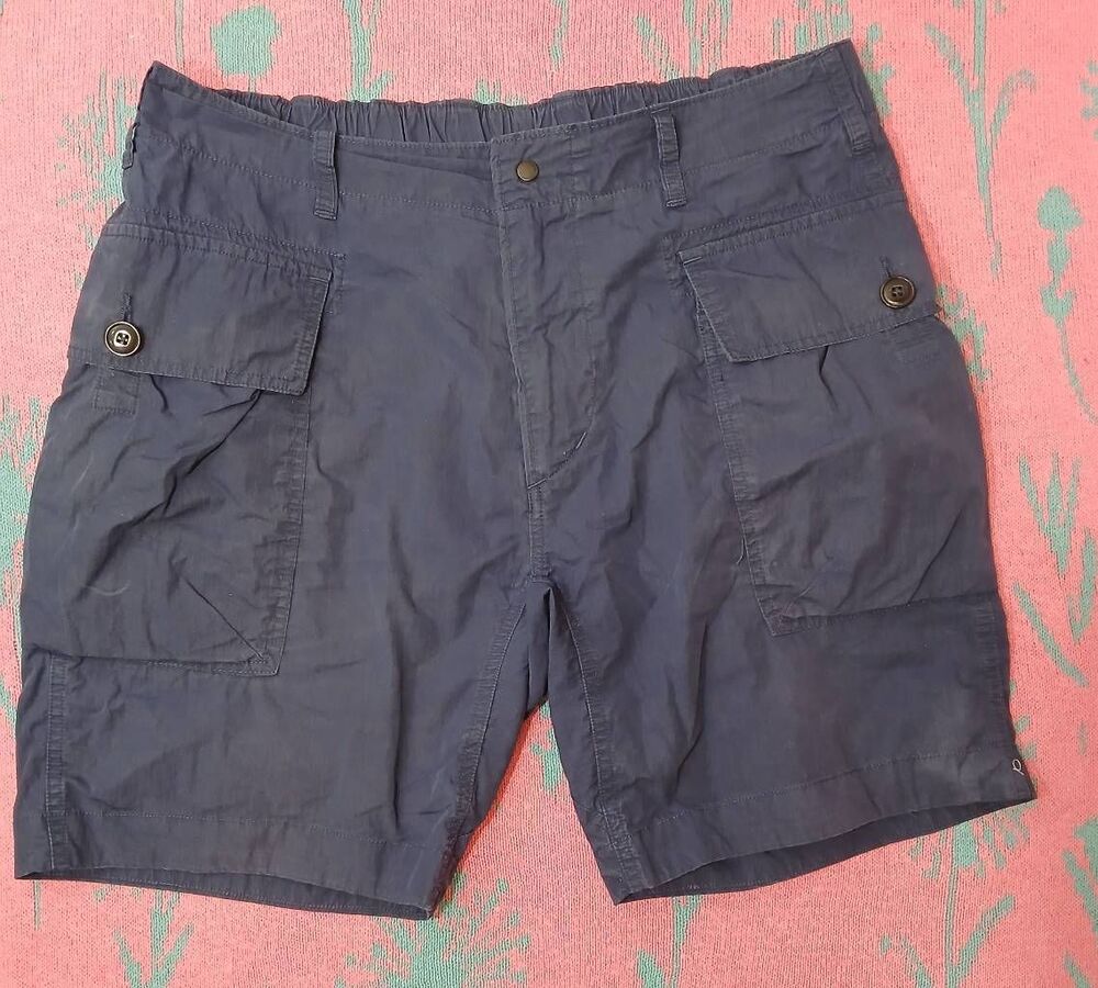 Relwen mens size 36 navy blue cargo shorts distressed 8" Inseam
